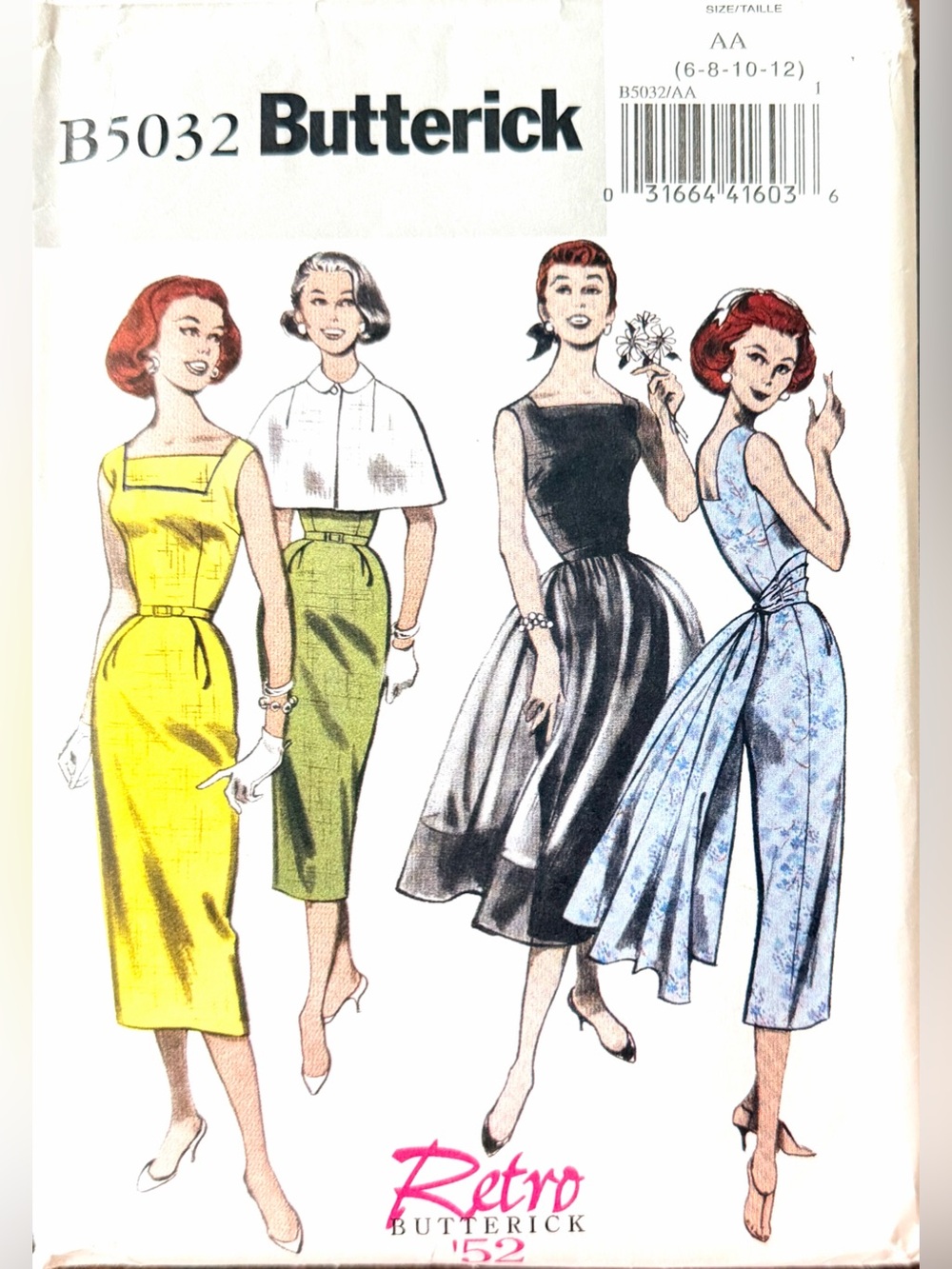 1952 Butterick Sewing pattern for pencil skirt dress full overskirt sash, caplet